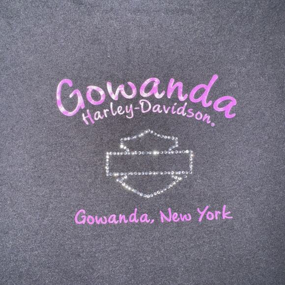 Y2K Harley Davidson Women’s Bedazzled black Shirt Size Large - Picture 5 of 5